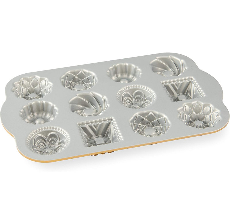 Nordic Ware 1.2 Cup fluted cake pan Charms, Gold