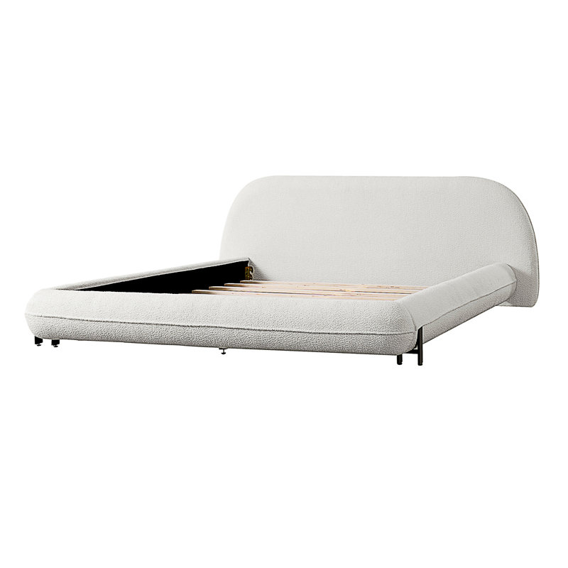 Structure de lit tapissier grand avec tissu et pieds Boucle