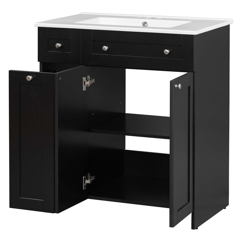 30-Inch Vanity with Ceramic Sink Combo, Black
