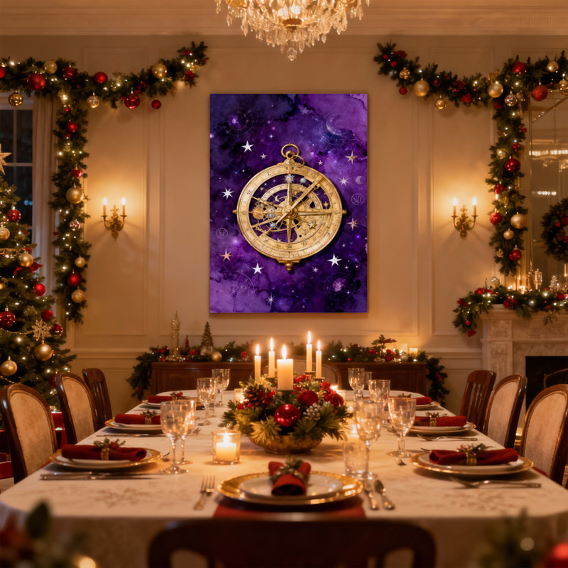 «Christmas Starry Sky Compass», ensemble de 3 impressions sur toile, H 30 po x l 20 po