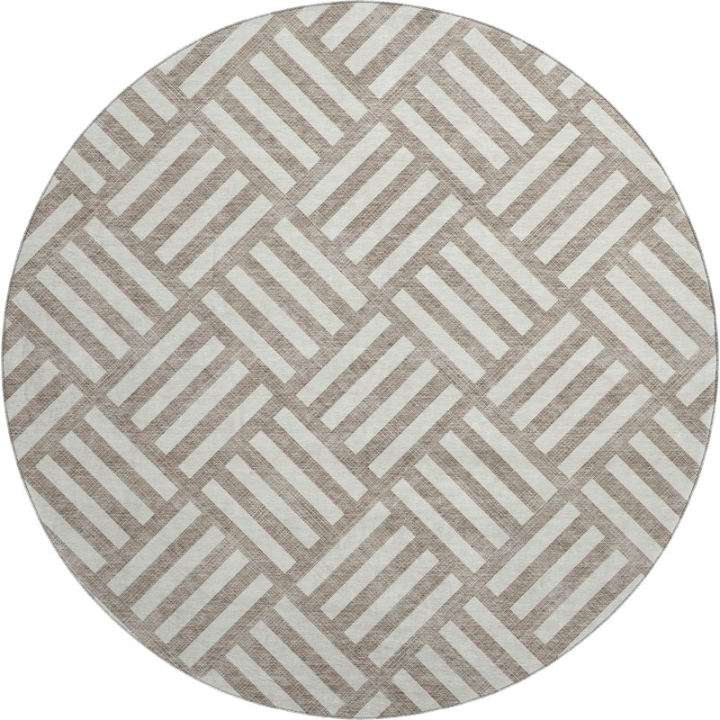 Premium Machine Washable Cerrito Taupe Rug, Round 8'
