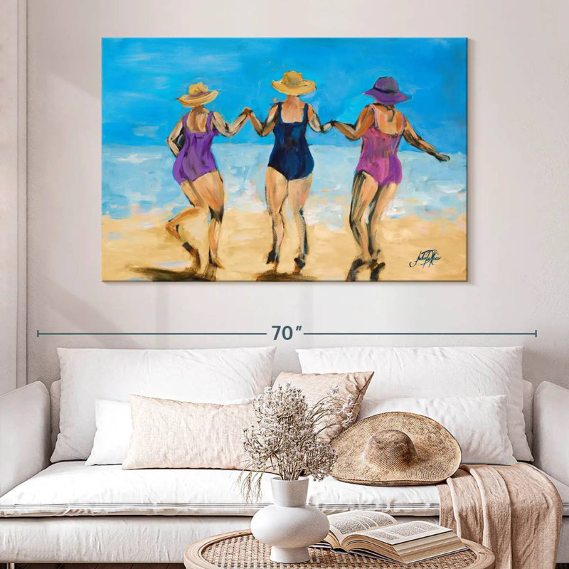 Mesdames Leisha sur la plage II, H 34 po x l 51 po