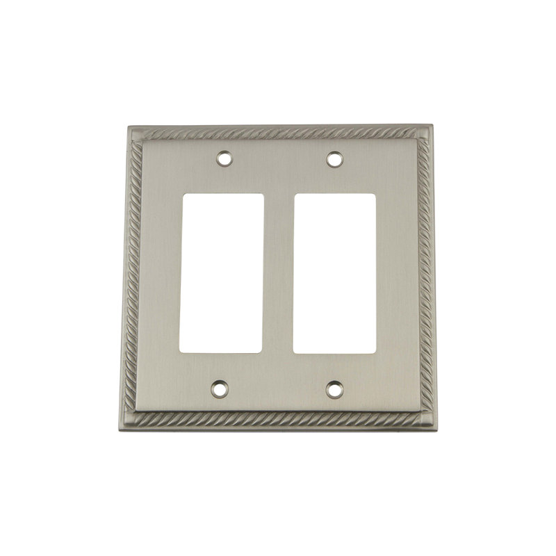 Rope 2-Gang Rocker Wall Plate, Satin Nickel