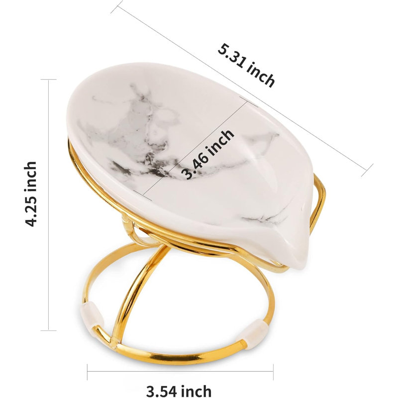 Leaf-Shaped Ceramic Soap Dish with Drain, Holder