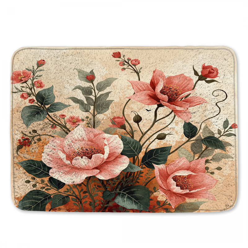Tapis de bain rose, L 34 po x L 21 po