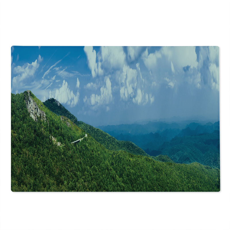 Planche à découper Ambesonne Appalachian grande taille Blue Ridge Panorama vert azur / bleu