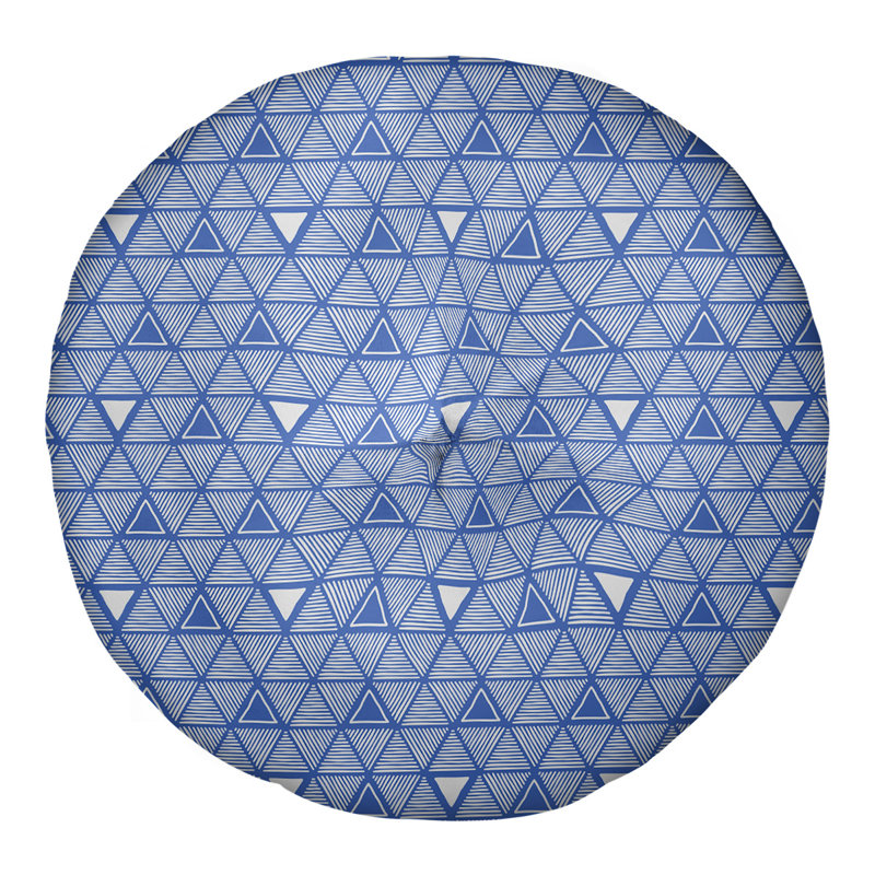Coussin de sol classique à motif de triangles dessinés à la main, 26 po x 26 po, Bleu rose