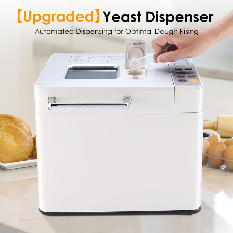 2LB Compact Bread Maker, 21-in-1 Programmable Machine with Auto Yeast & Nut Dispenser