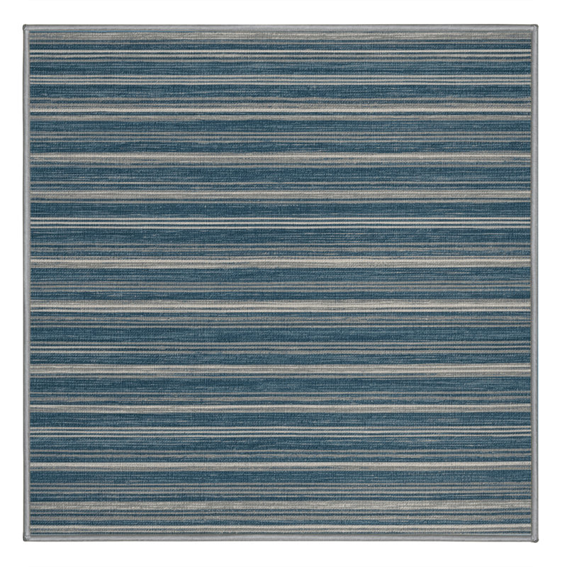 Machine Washable Horizontal Stripes Green Area Rug, Square 5'