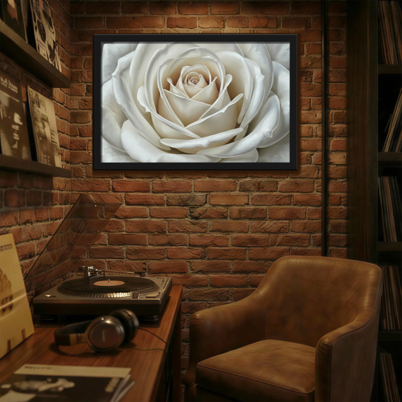 Plantes et fleurs, motif floral rose blanc, H 24 po x l 36 po