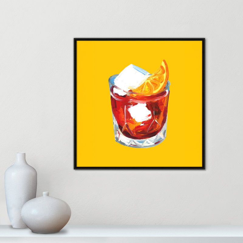 Negroni Sunshine - reproduction carrée par Straker, 31.5' W x 31.5' H, Flottant espresso