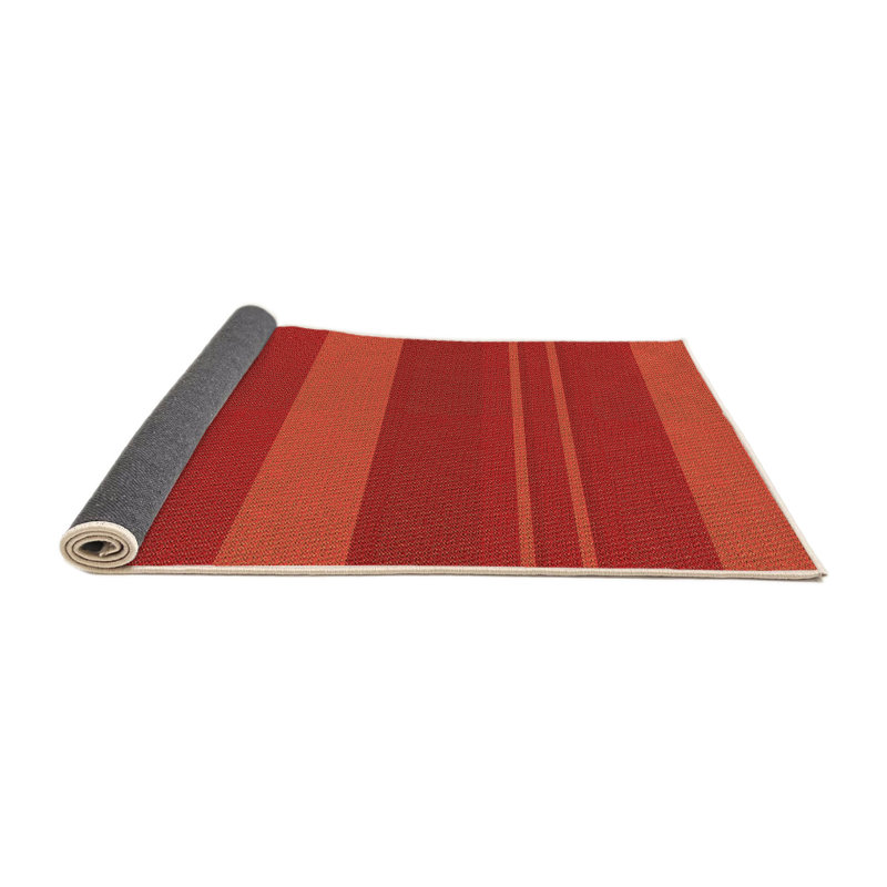 Tapis rayé orange en laine, Rond 6 pi
