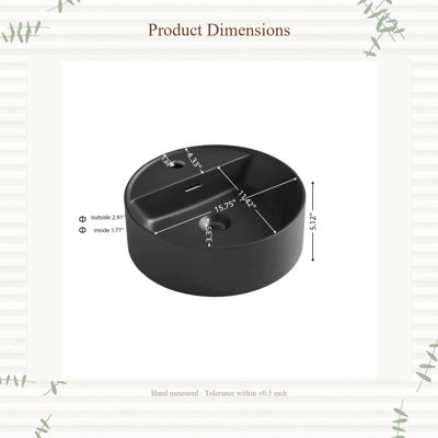 16'' Bathroom Round Solid Surface Basin with Faucet Hole, NO Cabinet,No Sink Cover, NO Faucet