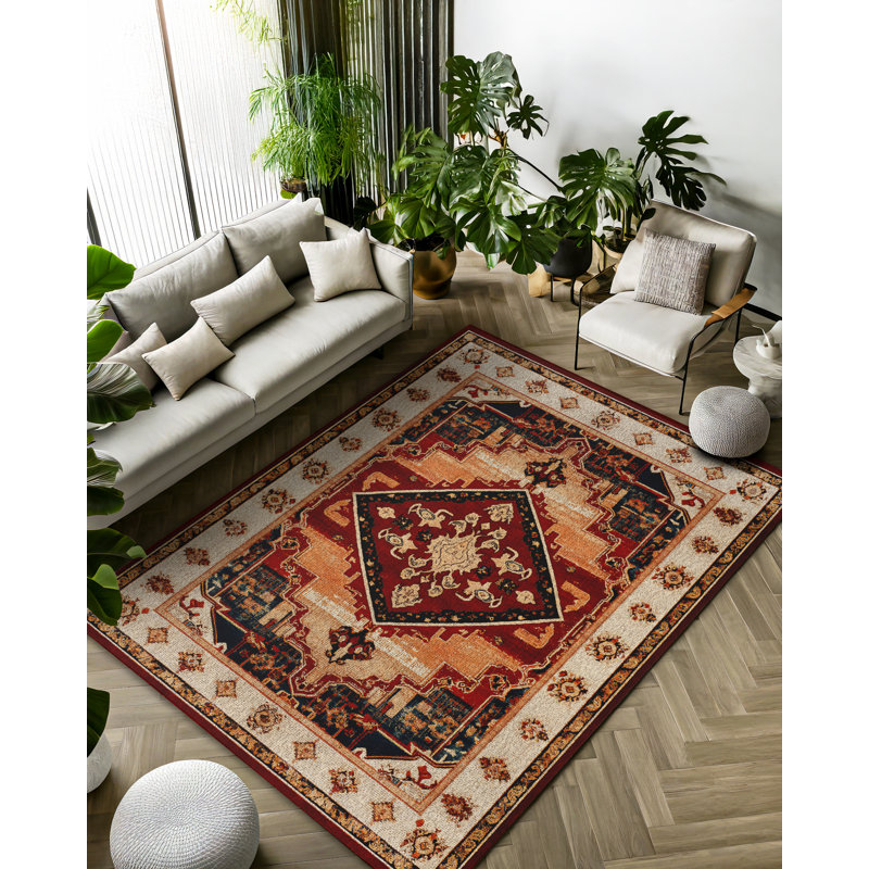 Ezra Collection Digital Print Cotton-Polyester Brown Moroccan Rug, Runner 4' x 11'6"