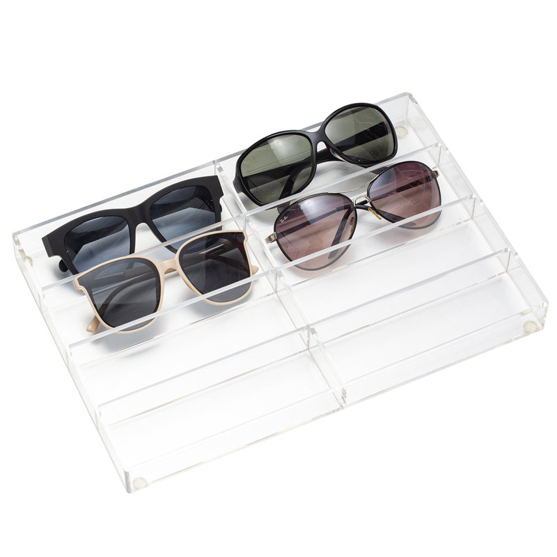 8 Slot Acrylic Sunglasses Jewellery Organiser Tray, Clear