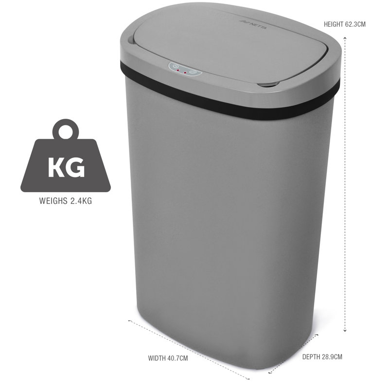 NETTA 50 Litre Motion Sensor Trash Can, Grey