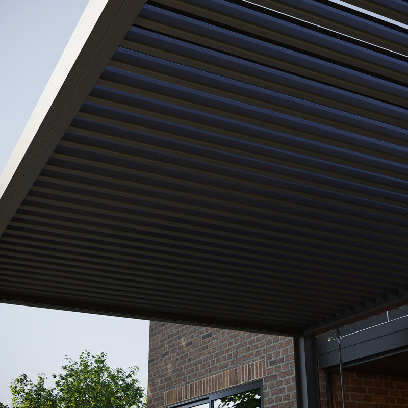 Paloma 3m x 4m Aluminium Pergola with LED Lighting in Grey, 240cm H x 291.4cm W x 293cm D, Grey