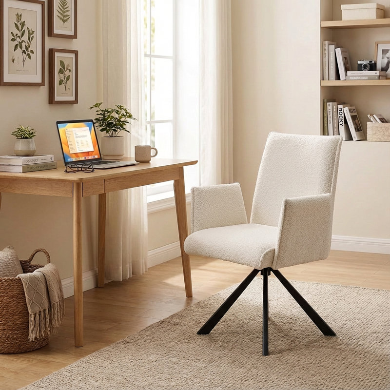 Chaise de bureau pivotante Sterica Boucle, Beige, Non