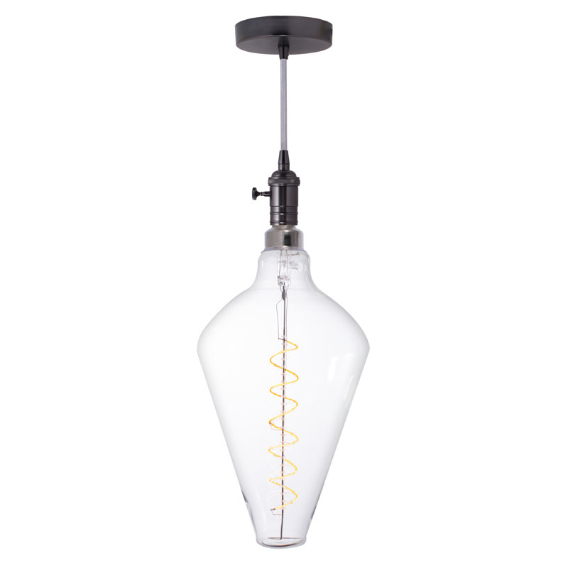 LED Arkin 4 Watt Clear Glass 15" Diamond Shaped Bulb and Pendant Kit, Gunmetal