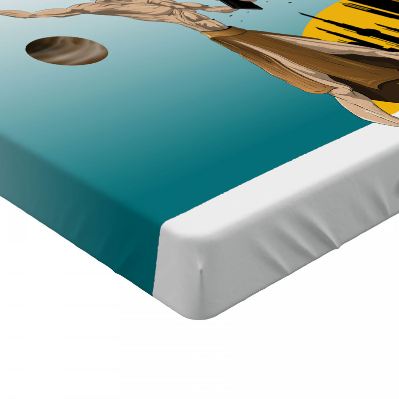 Alien Planets Galaxy Print White Microfiber Queen Fitted Sheet