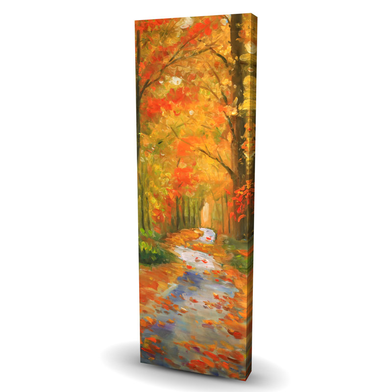 Sentier d'automne - Toile de salon Paysages pour la décoration intérieure, H 48 po x l 16 po