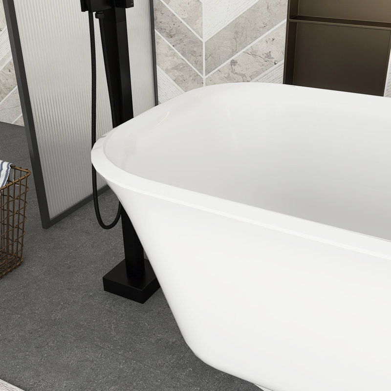 67" White Acrylic Freestanding Bathtub