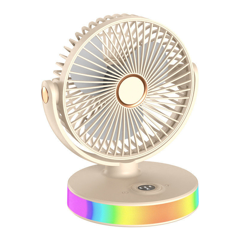 Petit ventilateur portatif rechargeable USB à petite vitesse avec ventilateur à 7 lumières DEL à 3 couleurs et 1 vitesse pour un dortoir de bureau