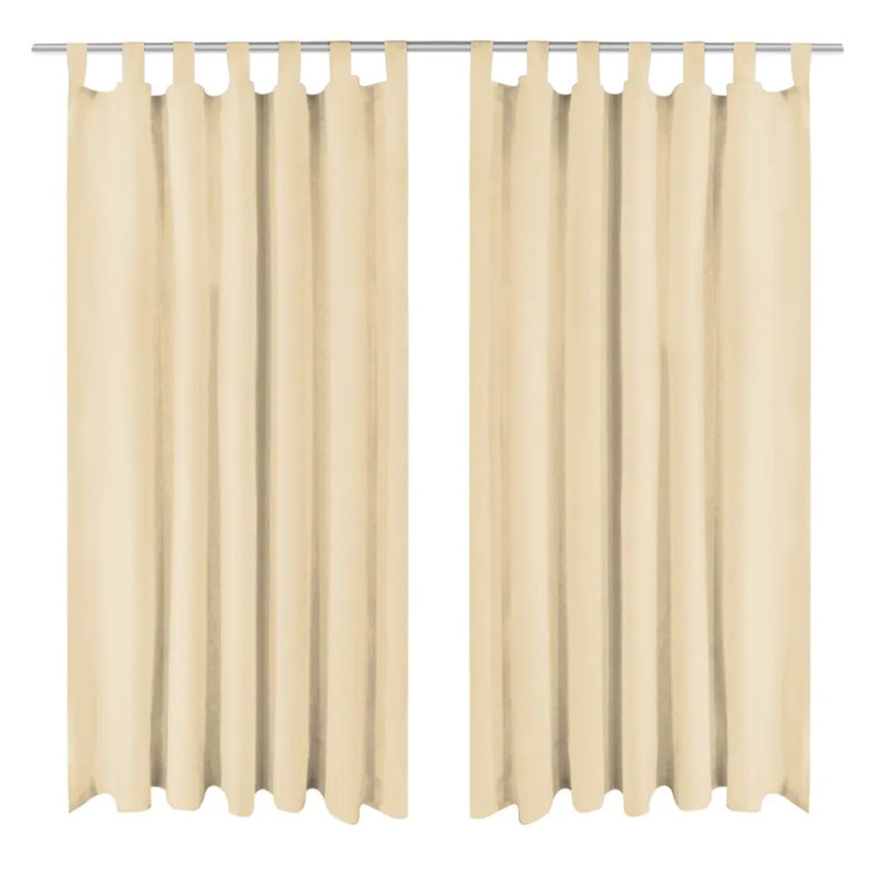 Bachar Semi Sheer Curtain Pair, Beige, 140cm Width x 225cm Drop