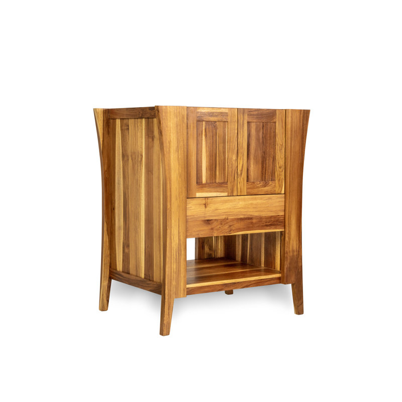 Meuble-lavabo en teck de 30 po EcoDecors Curvature, Brun