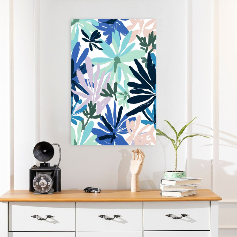 Aquarelle de fleurs abstraites audacieuses, marguerites colorées, printemps, été, H 24 po x l 16 po