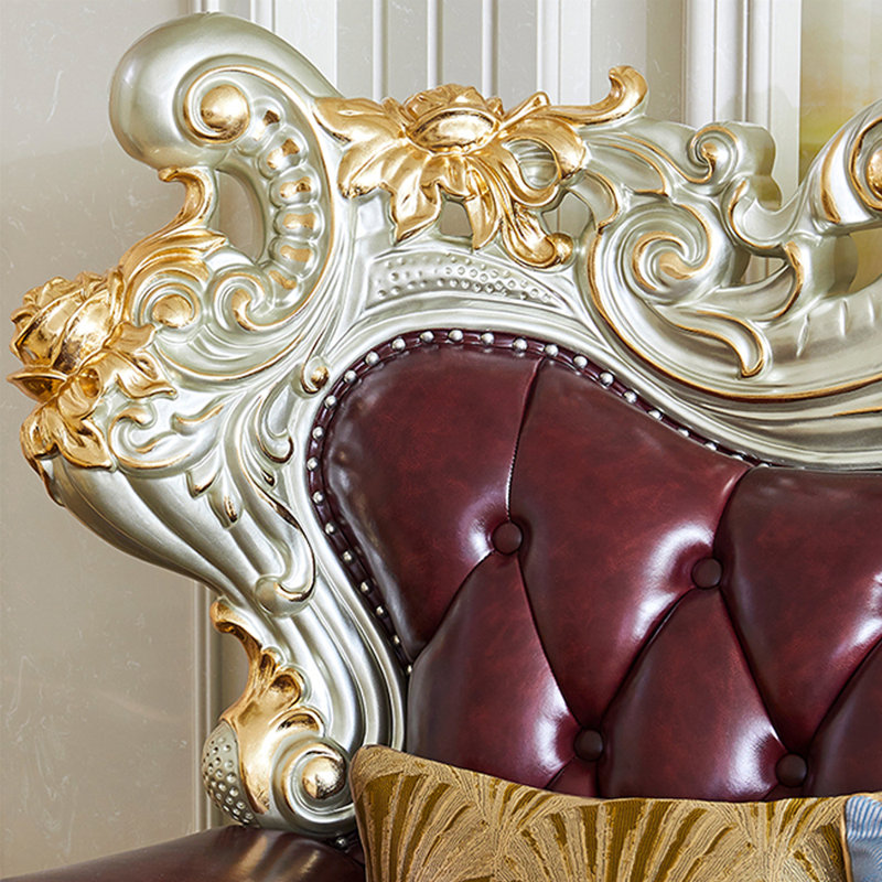 Fauteuil en cuir véritable capitonné européen