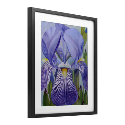 «Blooming Purple Iris Petals», reproduction sous verre encadrée, design par Violeta Vollmer
