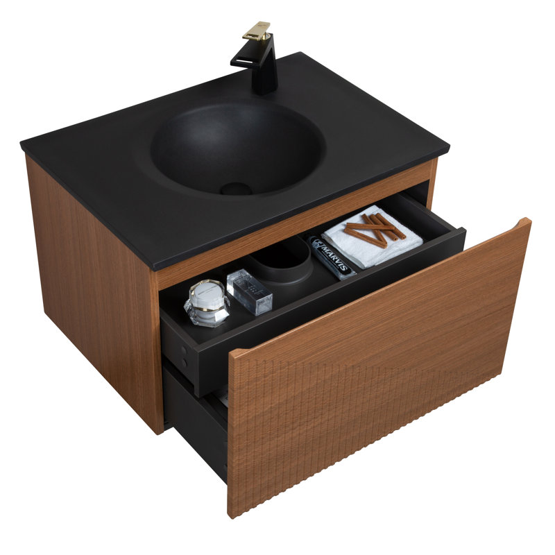 Kostya 30" Wall-Mounted Single Bathroom Vanity Set, black