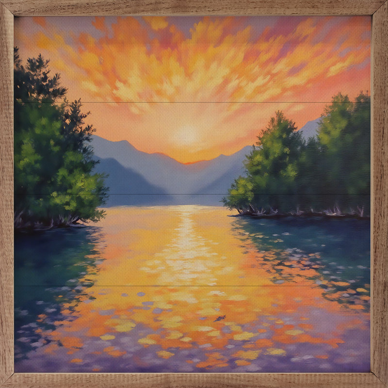 Bright Summer Lake Sunset, H 12 po x l 12 po