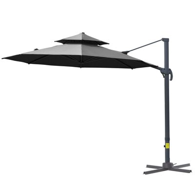 Arlmont & Co. 11Ft Outdoor Cantilever Umbrella Rotatable Sun Shade Market Umbrella With Adjustable Angle & Double-Top Canopy For Backyard, Poolside, L -  8736CB5027B040A4B821D9980290ABD0