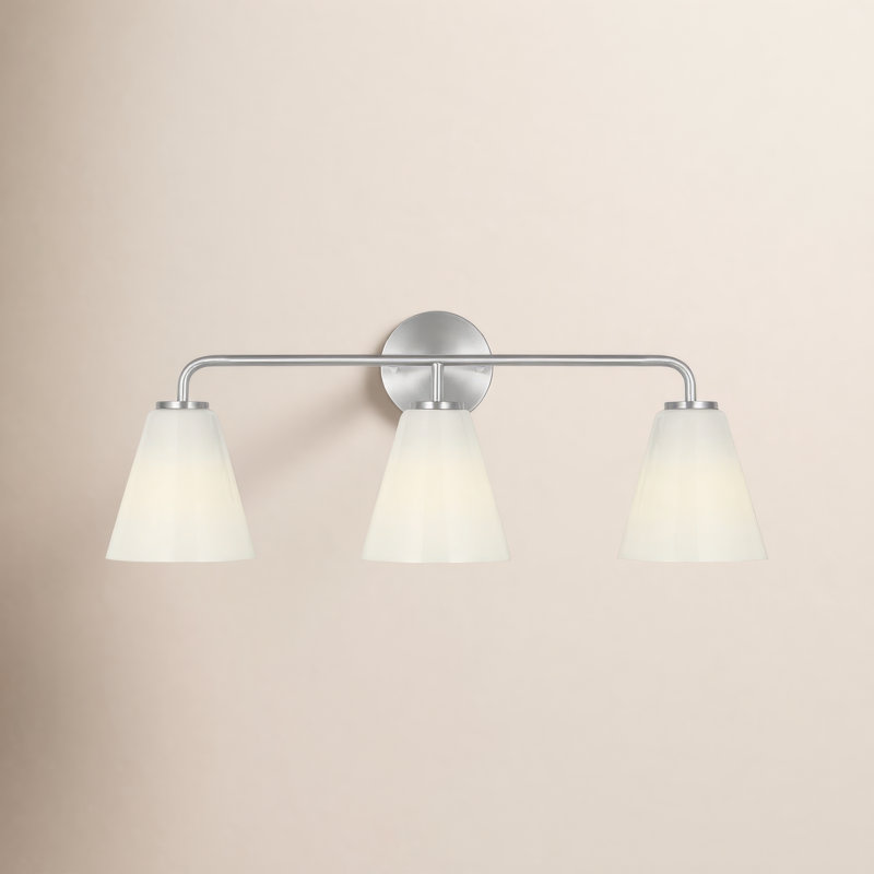 Meuble-lavabo à 1 lumière à intensité variable l 6 po Hayden, Blanc, Nickel brossé, 3