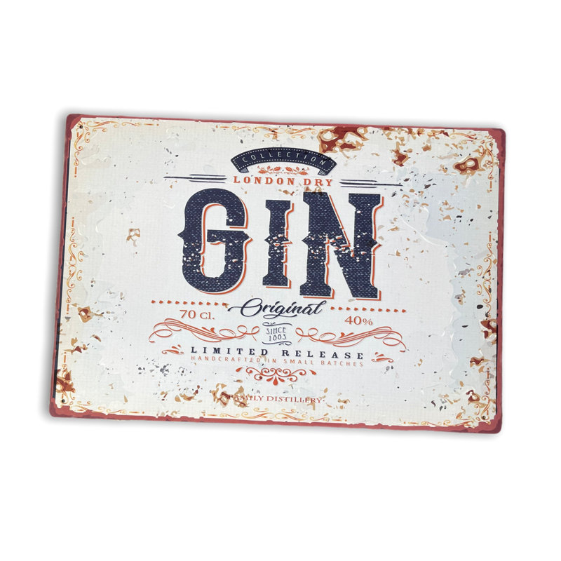 Kapiolani London Dry Gin Bar Tin Sign Metal Sign Plaque, 40" H x 60" W