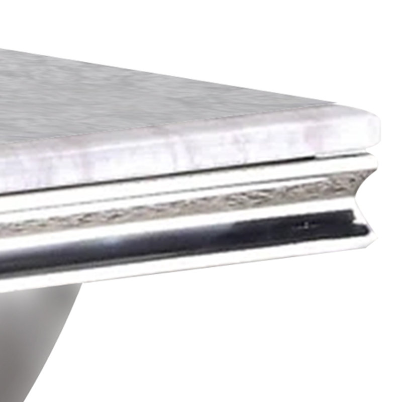 Table basse Wety, plateau en faux marbre, base piédestal chromée, 51 po