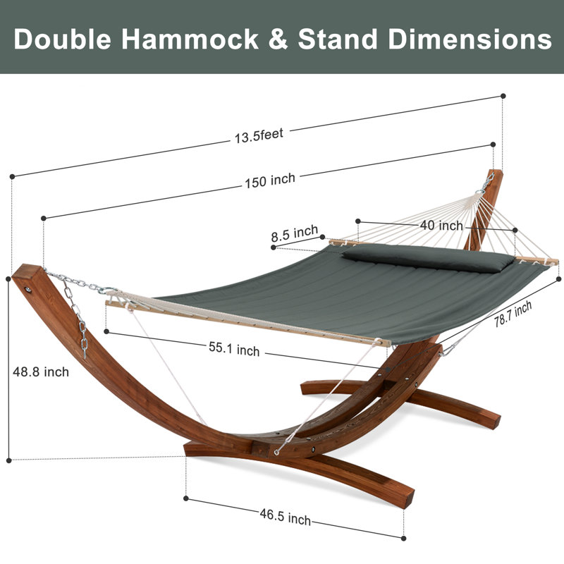 Hamac double avec support et housse Waverleigh, Vert