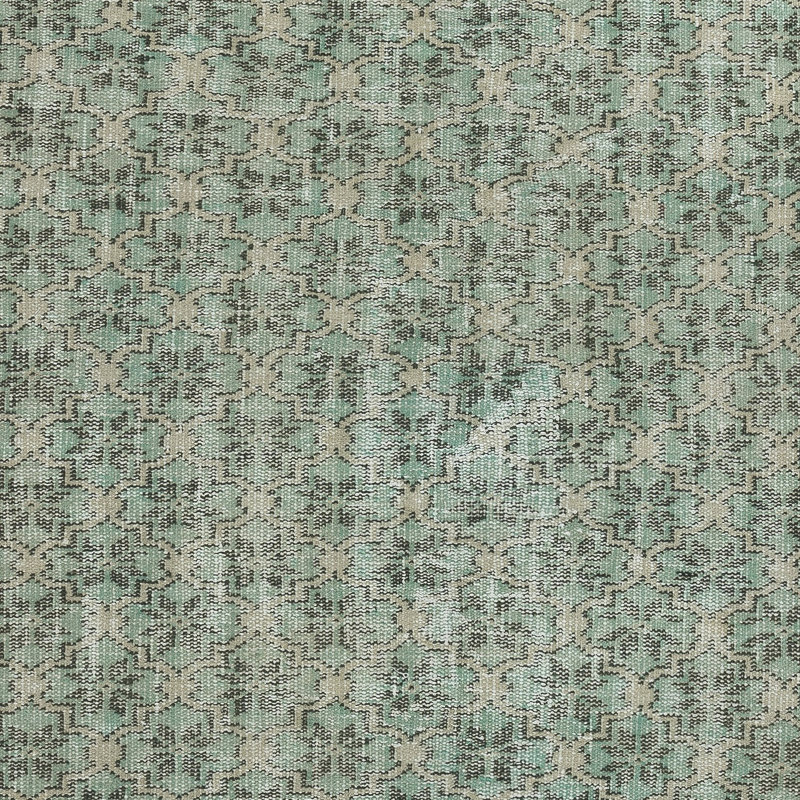 Tapis turc fait à la main de couleur verte 4,8 x 7,8 pi pour intérieurs contemporains
