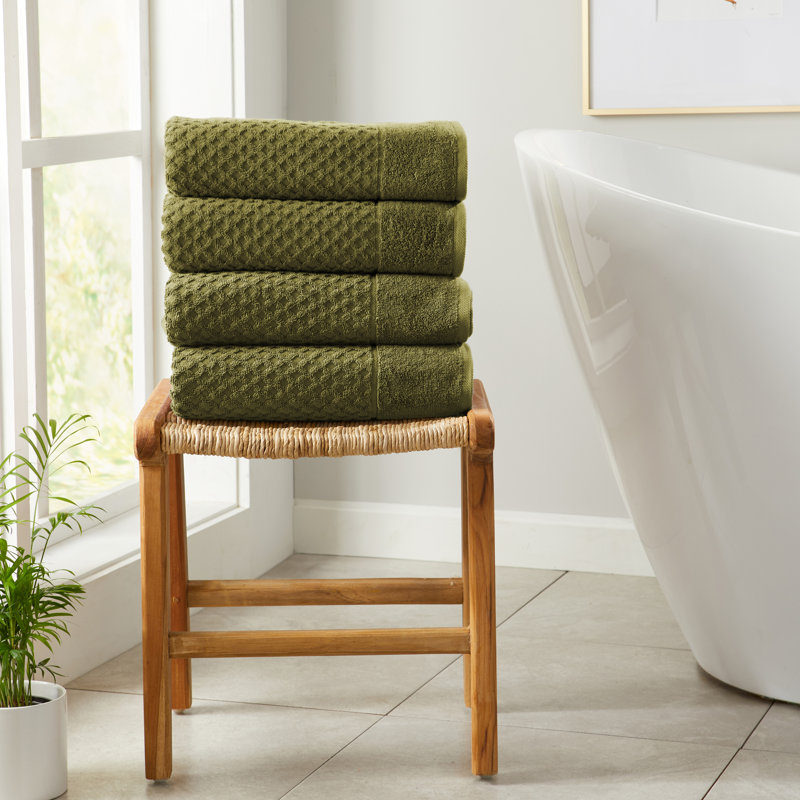 Ensemble de serviettes 100% coton ultra doux et absorbant, Olive, Serviettes de bain - paquet de 4