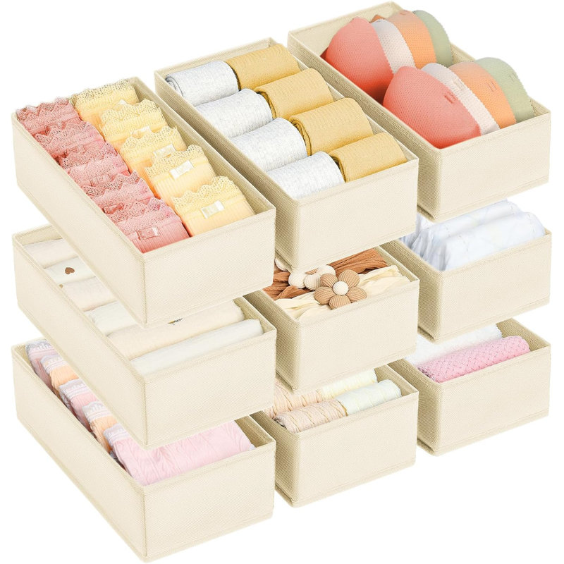 Drawer Organizer For Clothes - Underwear, Socks, Bras, Ties, And Baby Items Storage Box With Open-Box Design And Side Insert Cardboard For Enhanced Durability