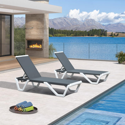 2-piece Outdoor Aluminum Chaise Lounge Set by Purple Leaf