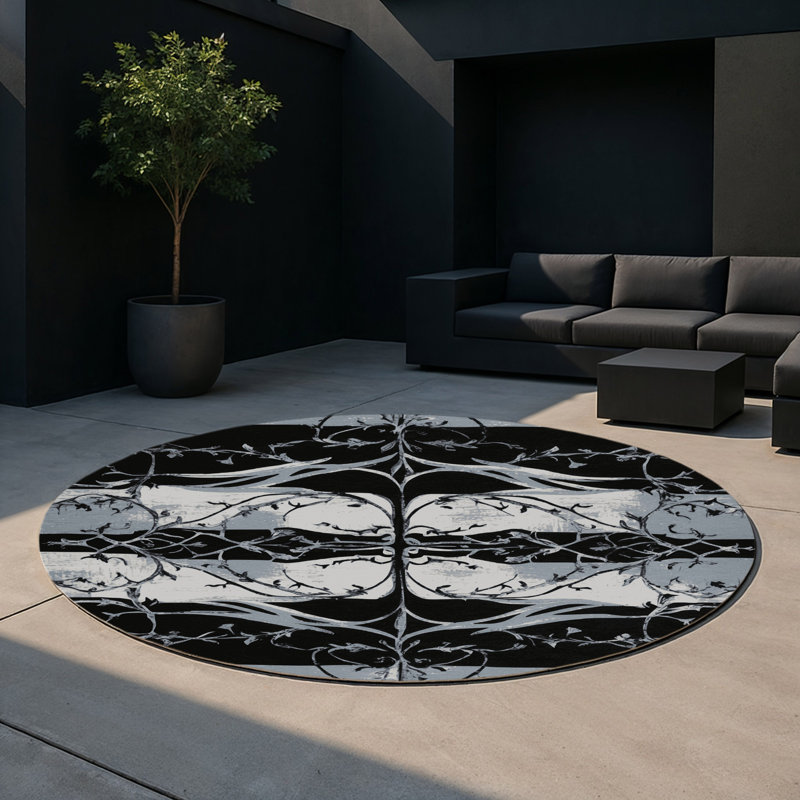 Silver Eclipse Indoor And Outdoor Area Rug, Round 5'