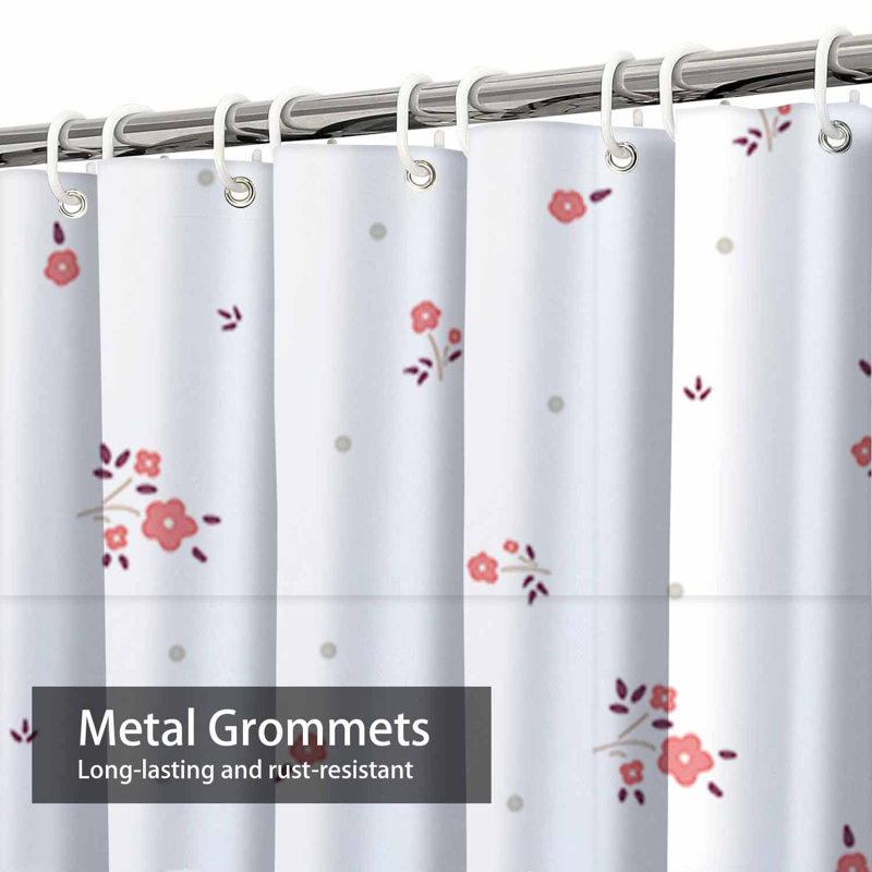 Rideau de douche imperméable à motif floral avec 12 petits crochets, L 72 po x l 72 po