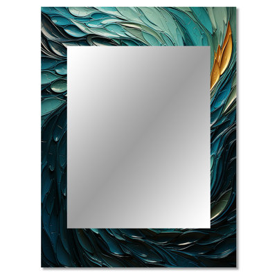 Majestic Motion Teal Spiral III - Abstract Spirals Decorative Mirror, Blue Large Wall Mirror, Printed Metal Art