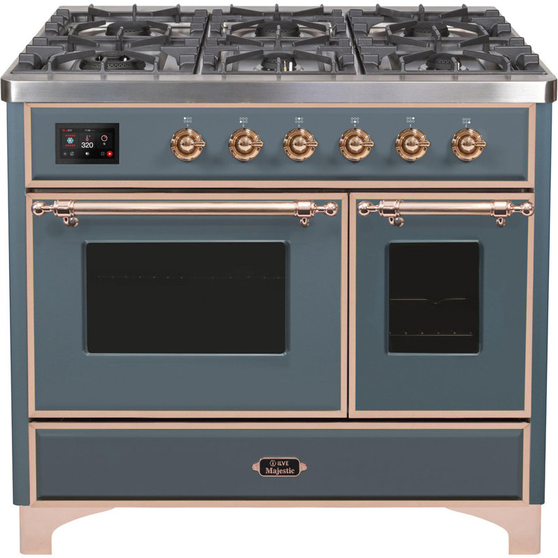 Majestic II 40" 3.82 cu. ft. Freestanding Dual Fuel Range with Griddle, Natural Gas, Glossy Black/Bronze