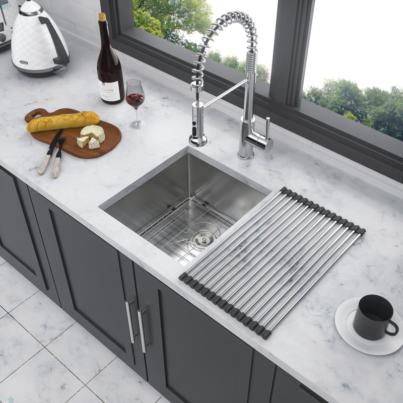 Évier de cuisine encastrable 13 po - 13 po x 15 po x 9 po - Évier de cuisine en acier inoxydable encastrable à profondeur unique de calibre 16 de 9 po