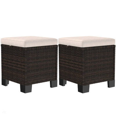 Patio Ottoman,Outdoor Ottoman Cubes Set Of 2