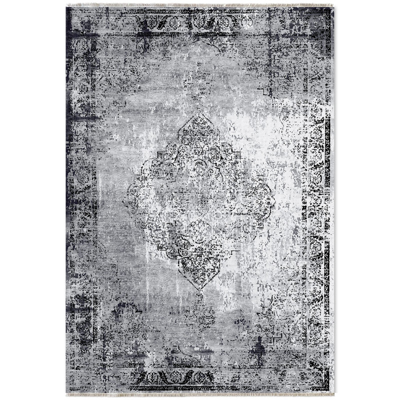 Pender Gray Oriental Cotton Chenille Area Rug, Runner 5'3" x 12'6"